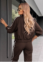 Komplet dresowy bluza i spodnie z lampasem Unbelievable czekoladowy
