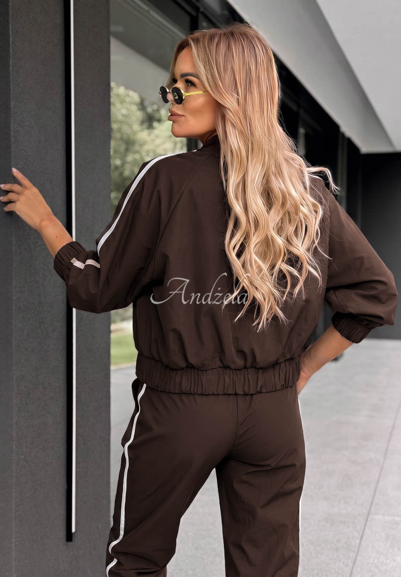 Unbelievable Chocolate Cotton Jacket and Pants Set with Stripes