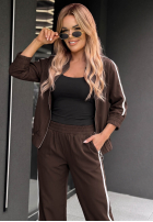 Komplet dresowy bluza i spodnie z lampasem Unbelievable czekoladowy