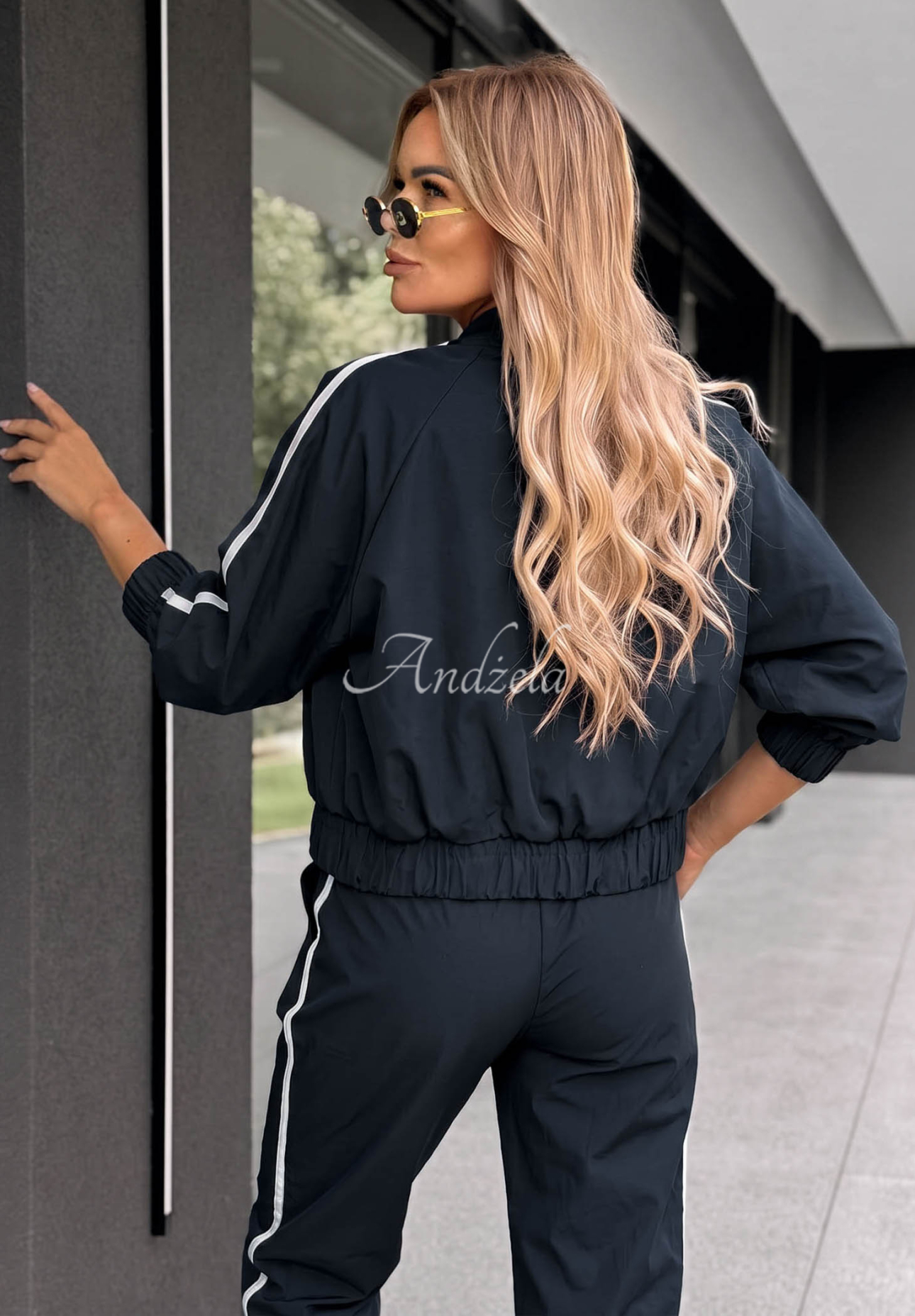 Unbelievable Navy Blue Cotton Jacket and Pants Set with Stripes