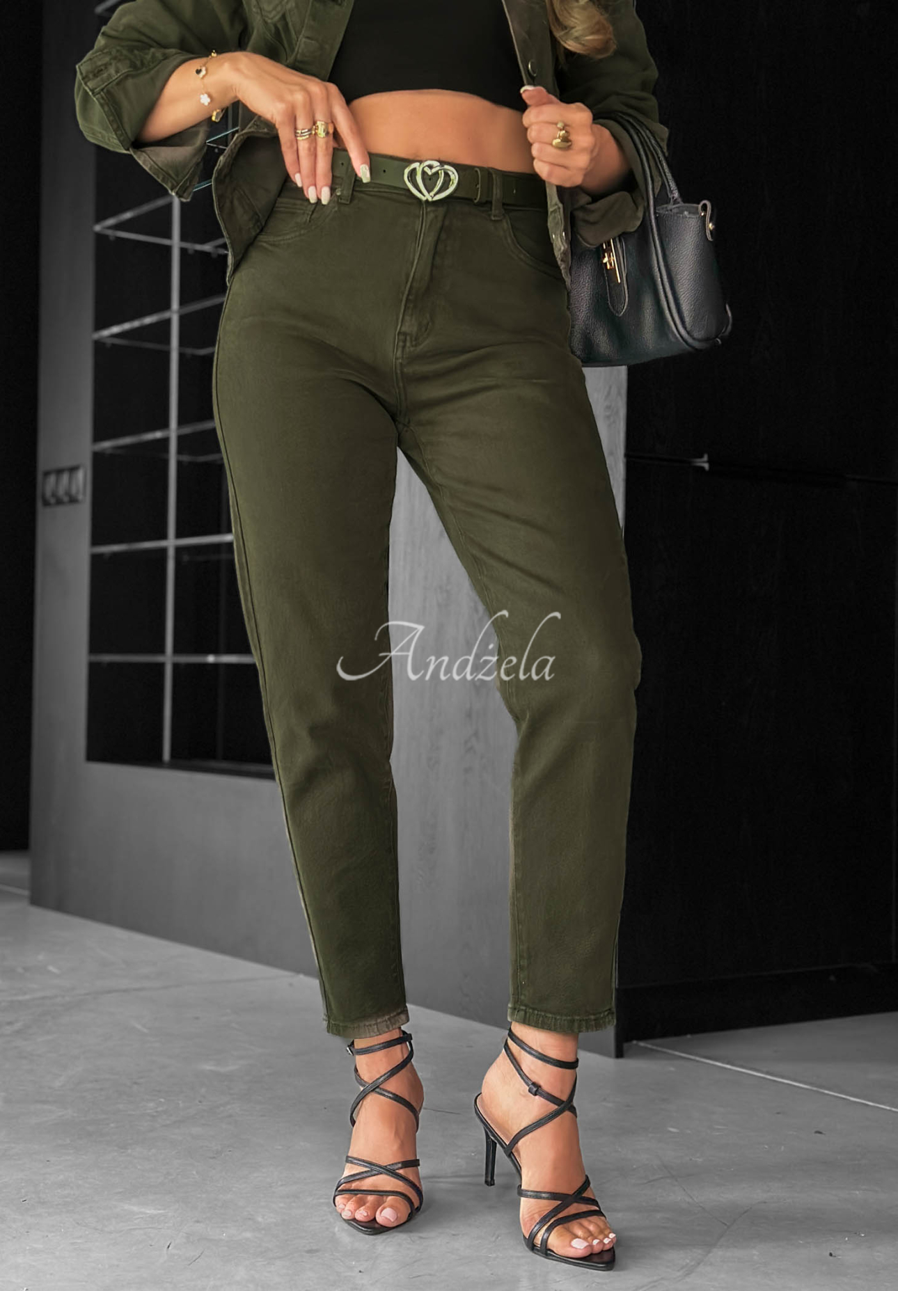 Spodnie jeansowe mom fit More Than Ever khaki