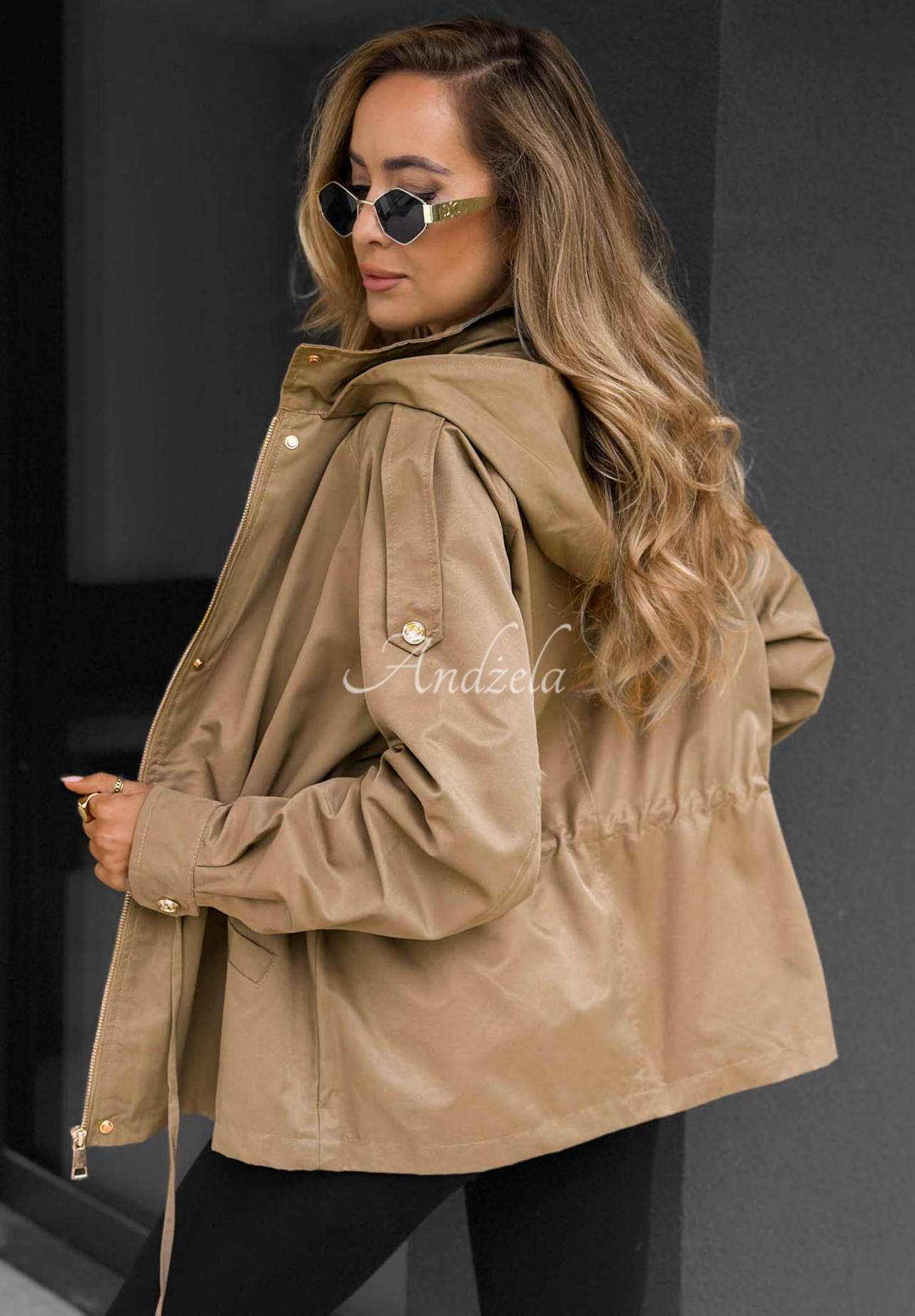 Street Glow Lightweight Beige Hooded Parka Jacket