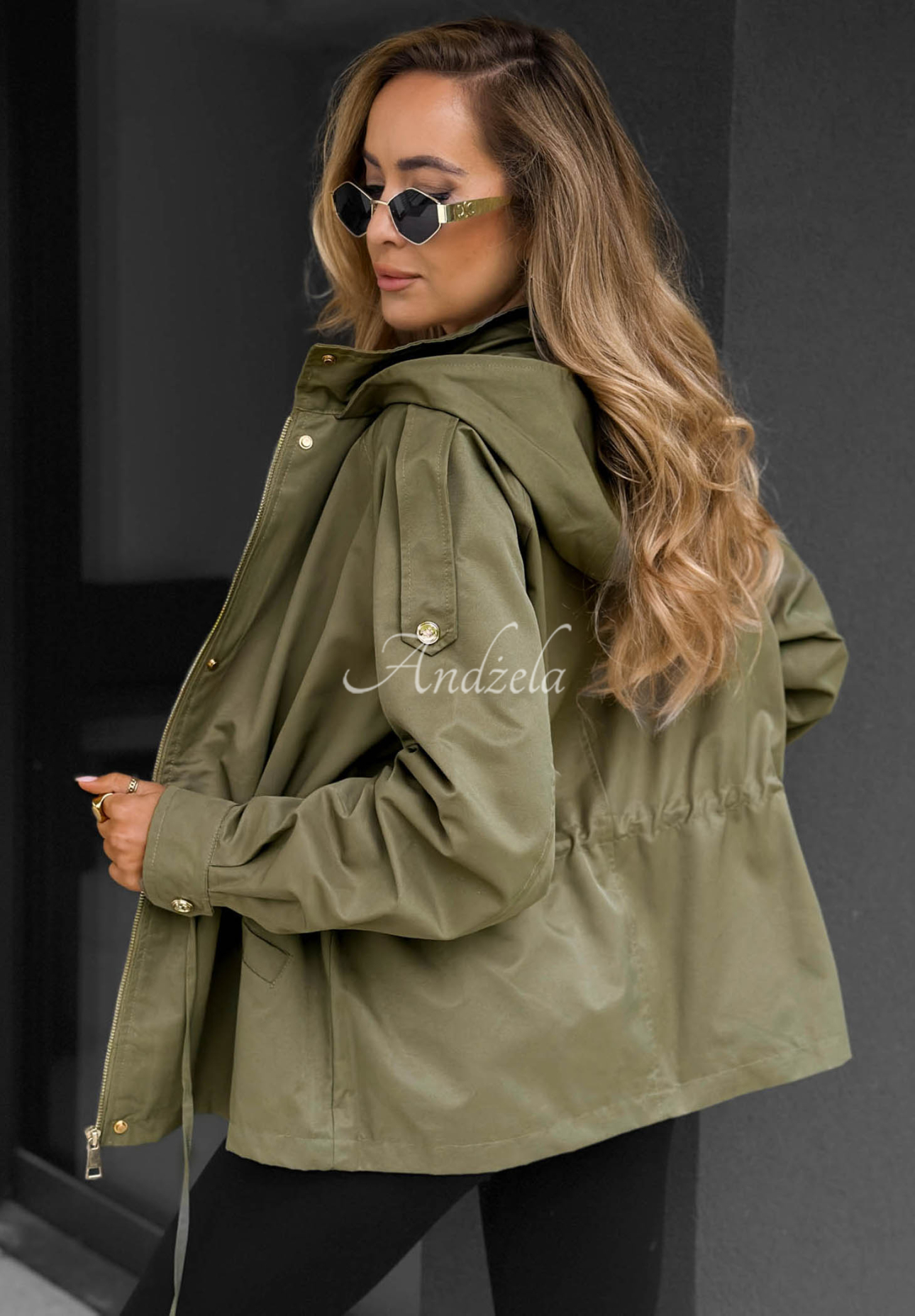 Lekka kurtka parka z kapturem Street Glow khaki
