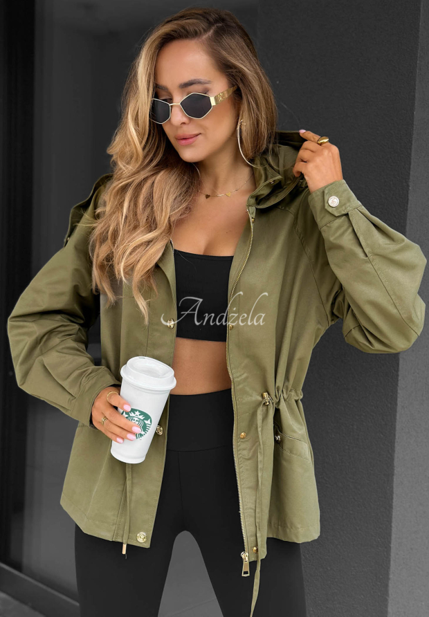 Lekka kurtka parka z kapturem Street Glow khaki