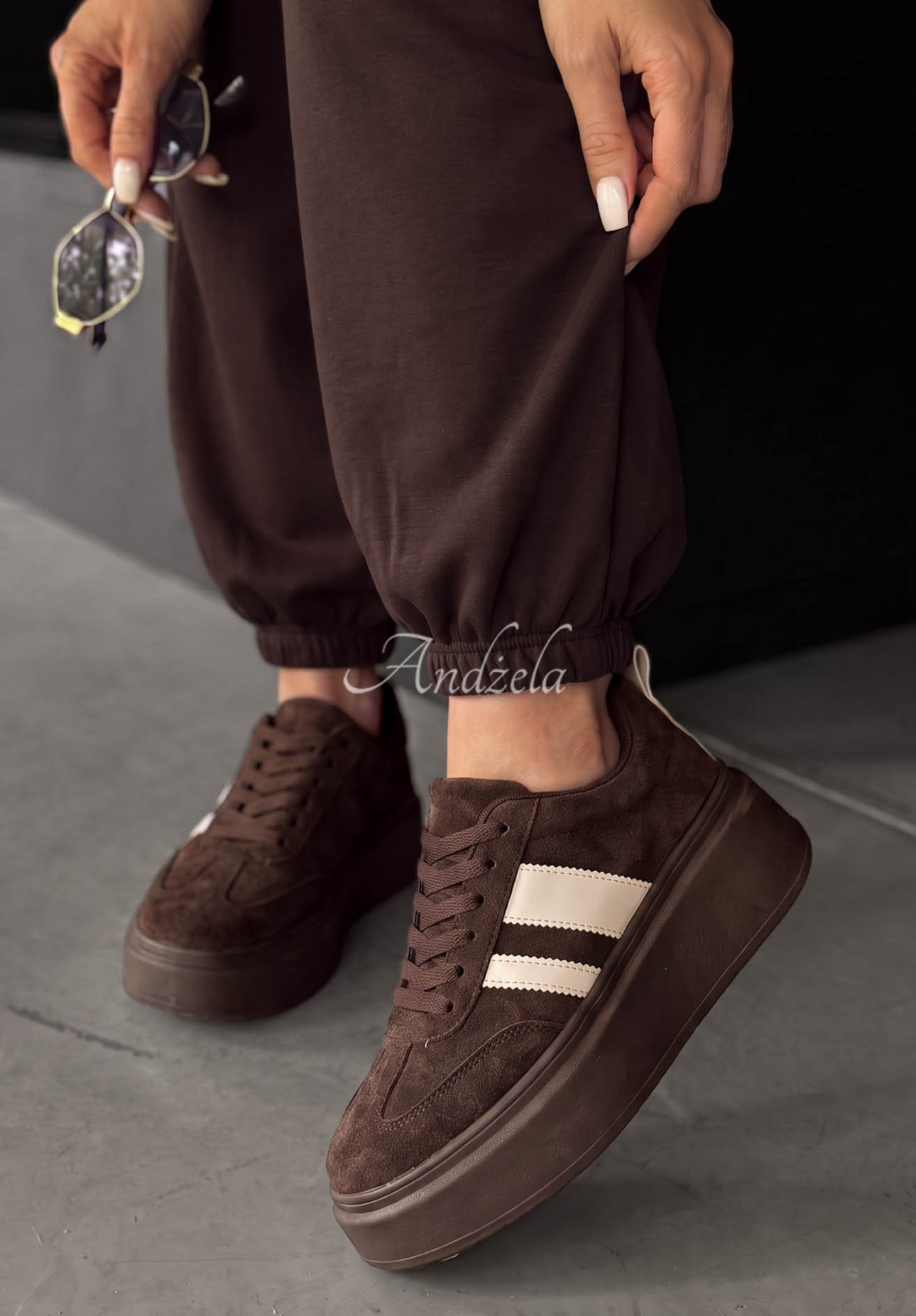 Zamszowe adidasy Start With Forever czekoladowe