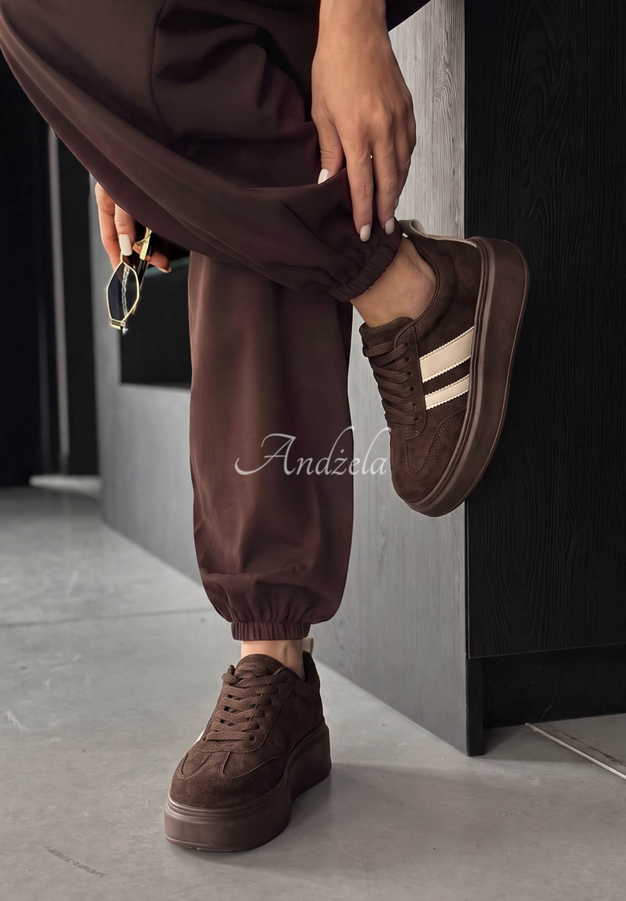 Zamszowe adidasy Start With Forever czekoladowe