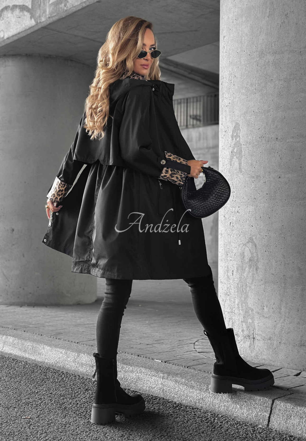 Uniquely Smart hooded parka jacket black