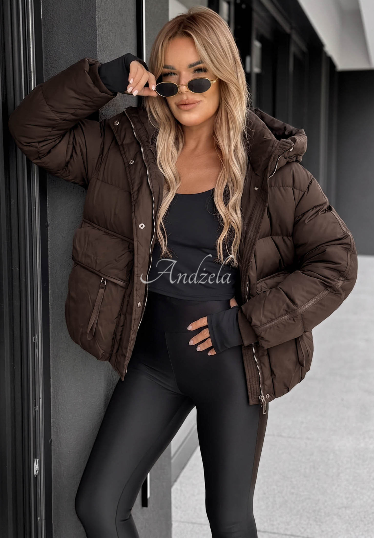 North Meadow Short Hooded Down Jacket in Chocolate Brown