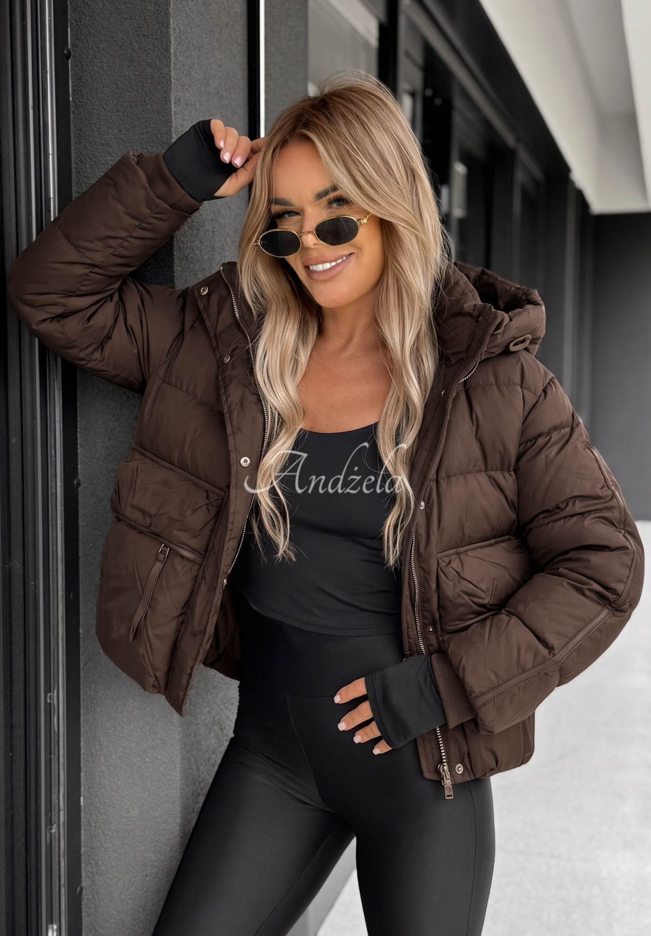 North Meadow Short Hooded Down Jacket in Chocolate Brown