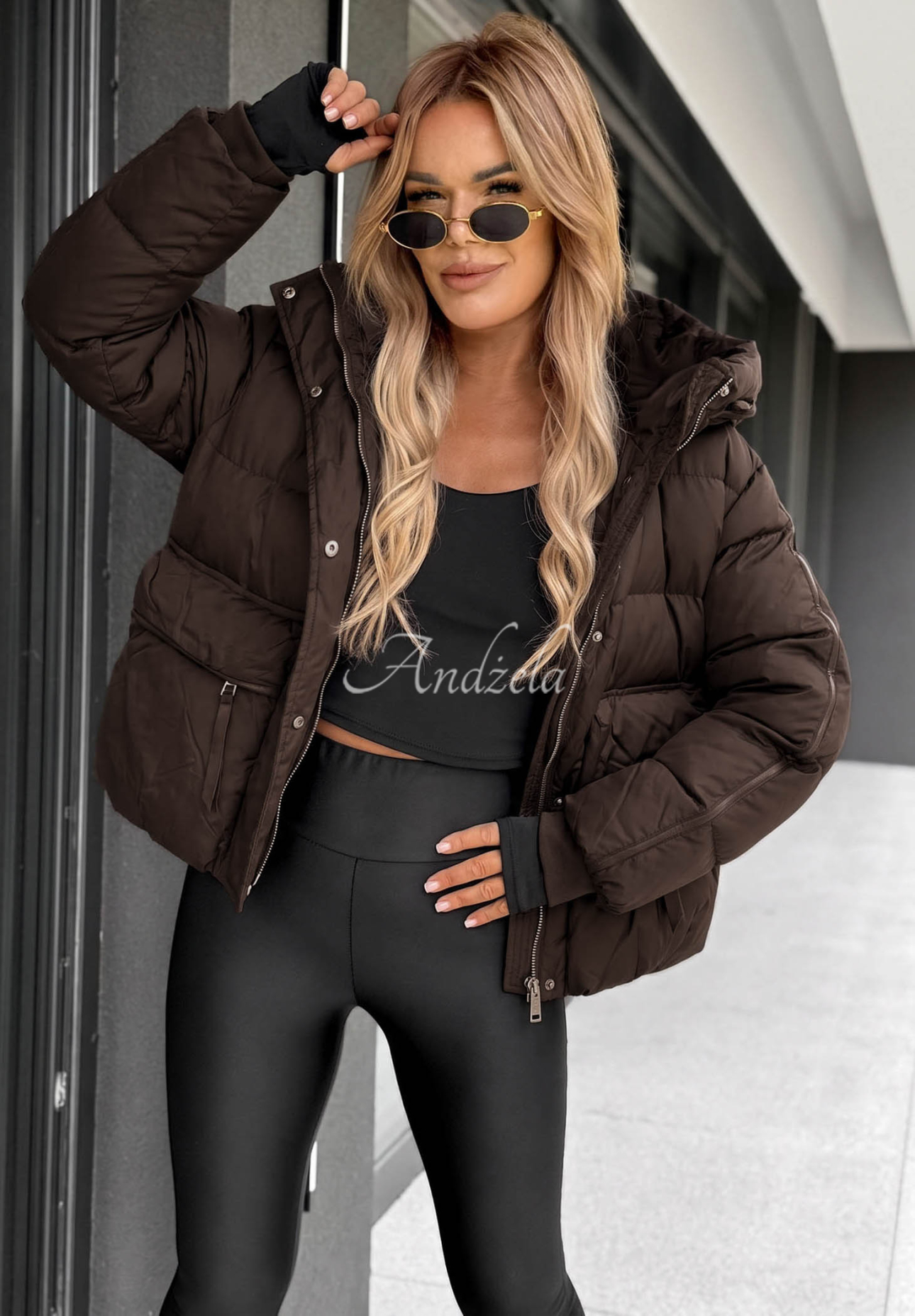 North Meadow Short Hooded Down Jacket in Chocolate Brown