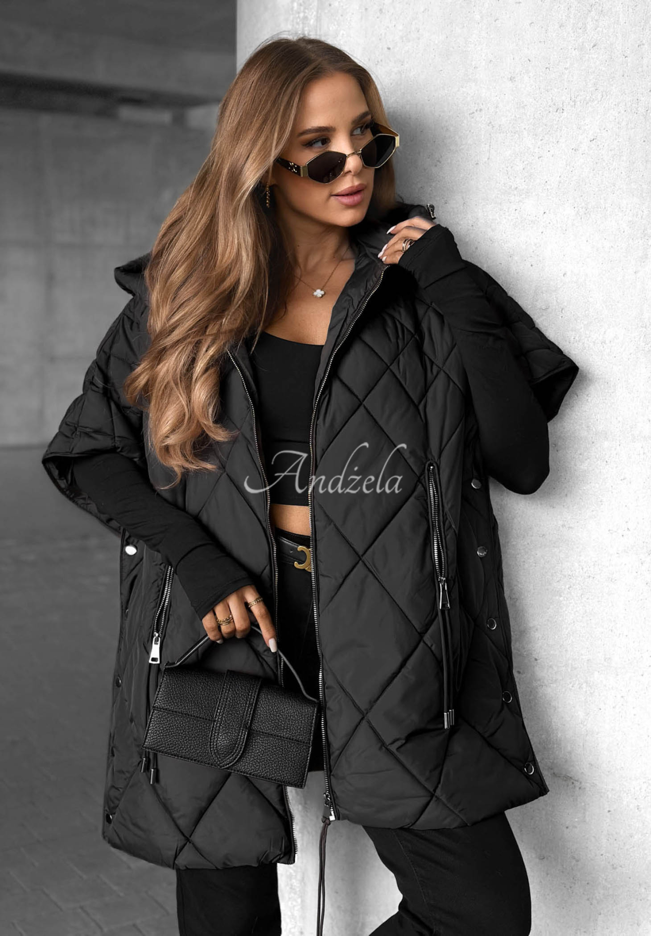 Daily Comfort Oversized Quilted Vest, Black