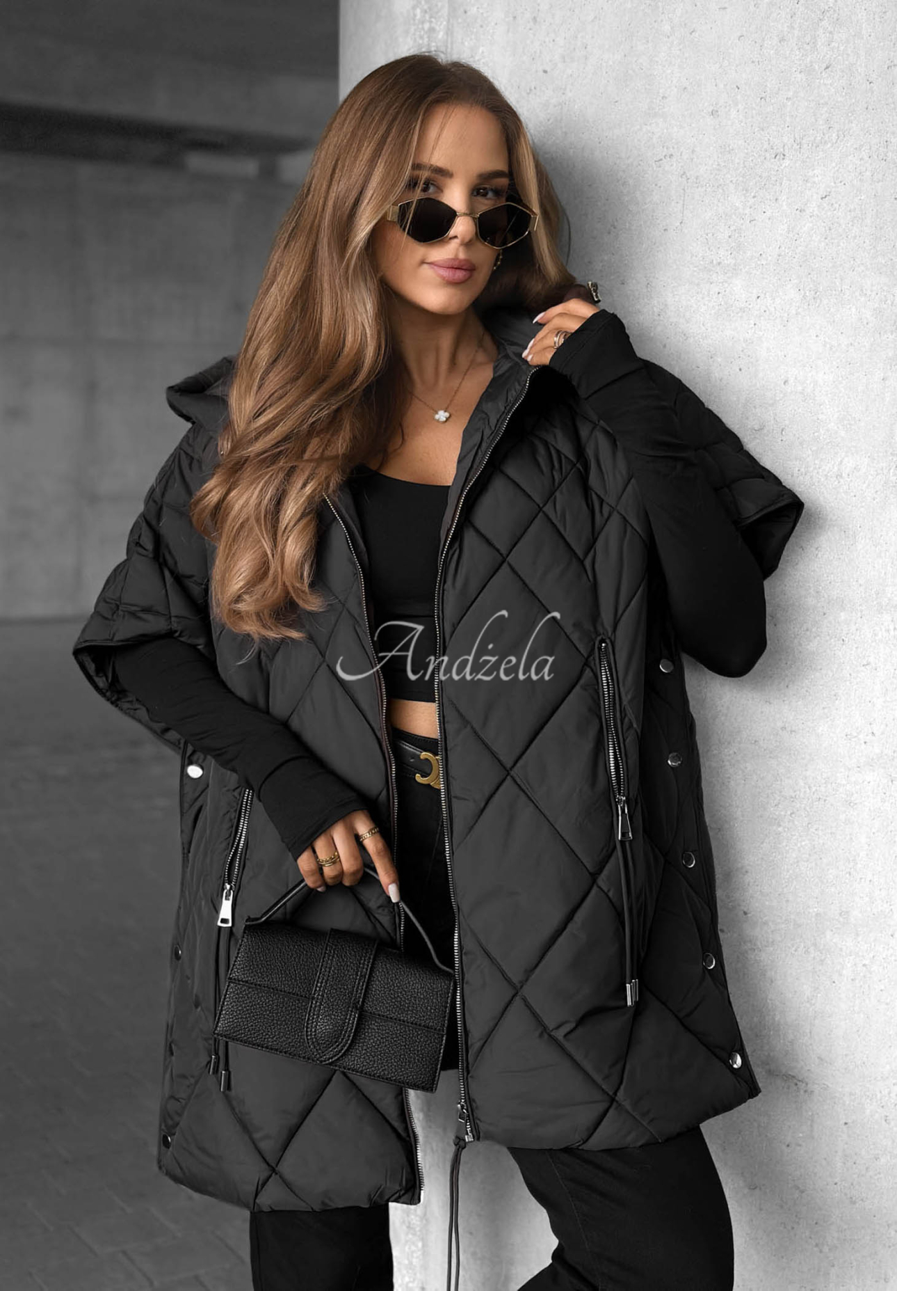 Daily Comfort Oversized Quilted Vest, Black