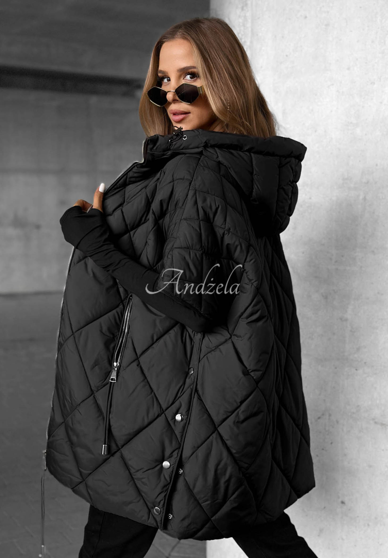 Pikowana kamizelka oversize Daily Comfort czarna