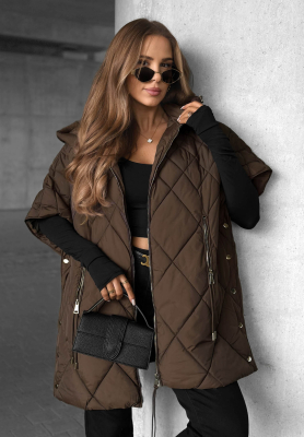 Daily Comfort Oversized Quilted Vest in Chocolate Brown