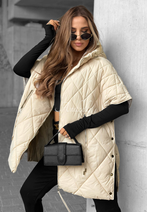 Daily Comfort Light Beige Oversized Quilted Vest