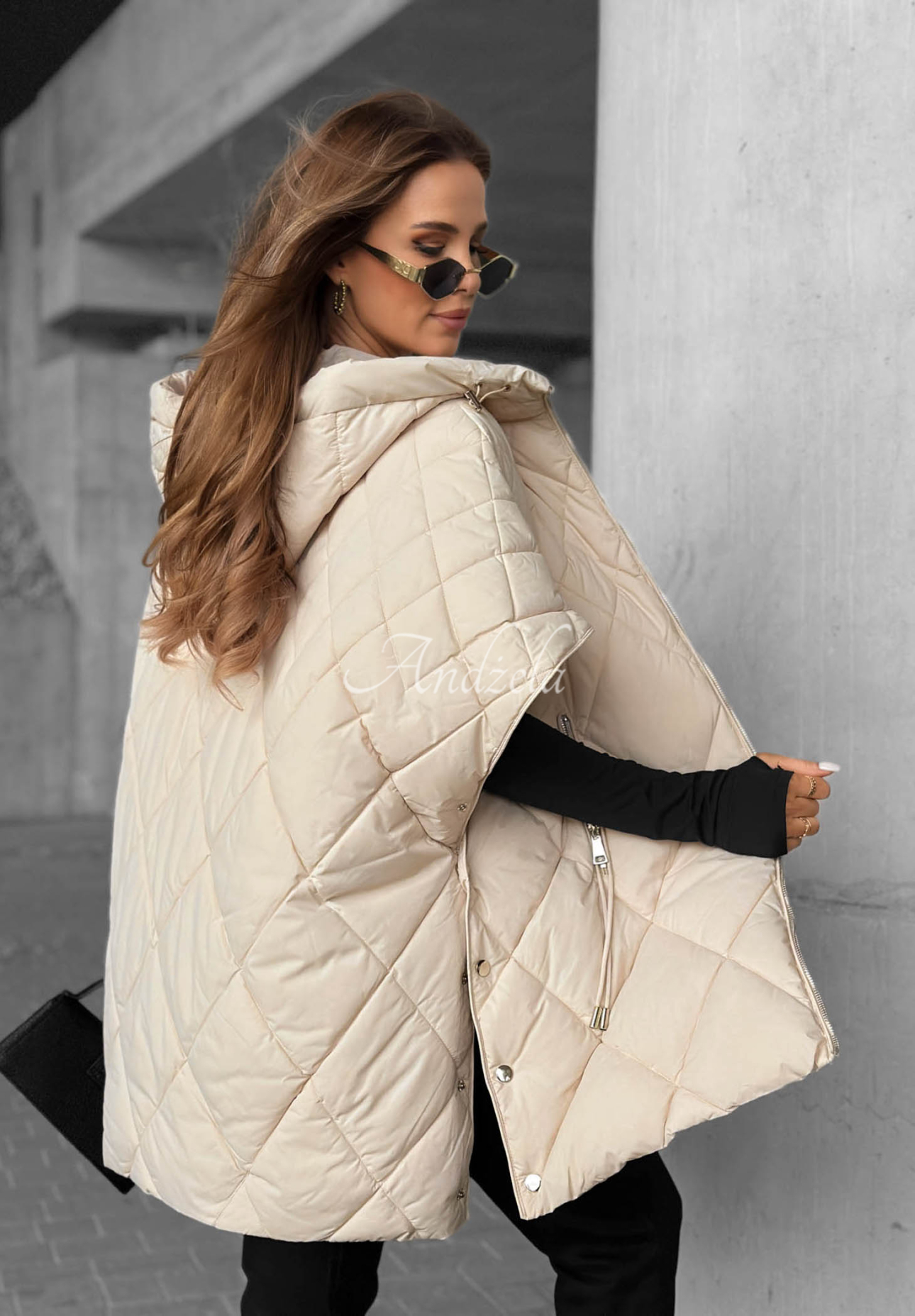 Pikowana kamizelka oversize Daily Comfort jasnobeżowa
