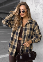 Długa koszula w kratę Fall Edit czekoladowa