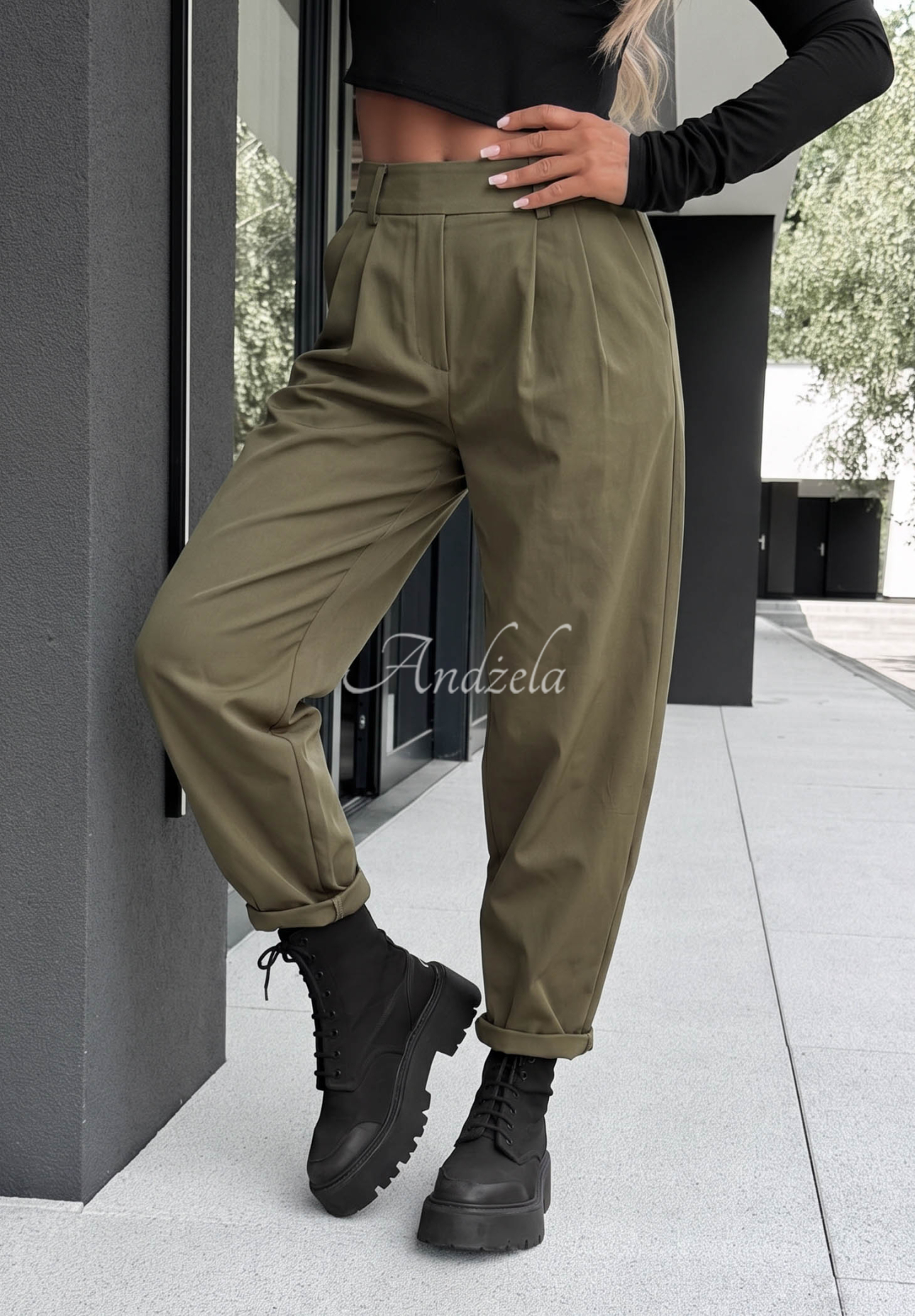 Italian Winds khaki cotton balloon pants