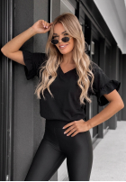 Bawełniany T-shirt z falbankami Ask For More pudrowy róż