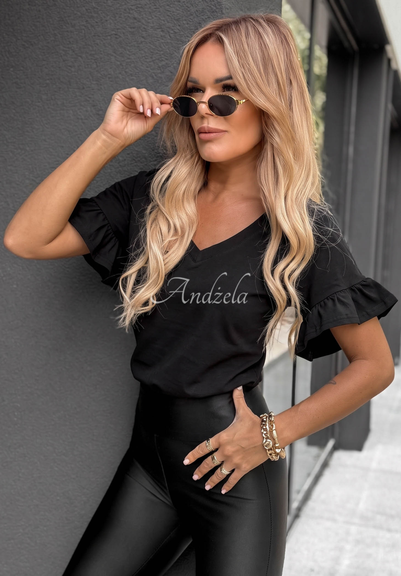 Ask For More Black Cotton T-Shirt with Ruffles