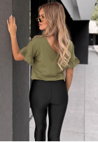 Ask For More Olive Cotton T-Shirt with Ruffles