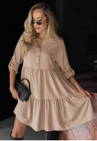 Sukienka oversize z falbanka Modern Charm beżowa