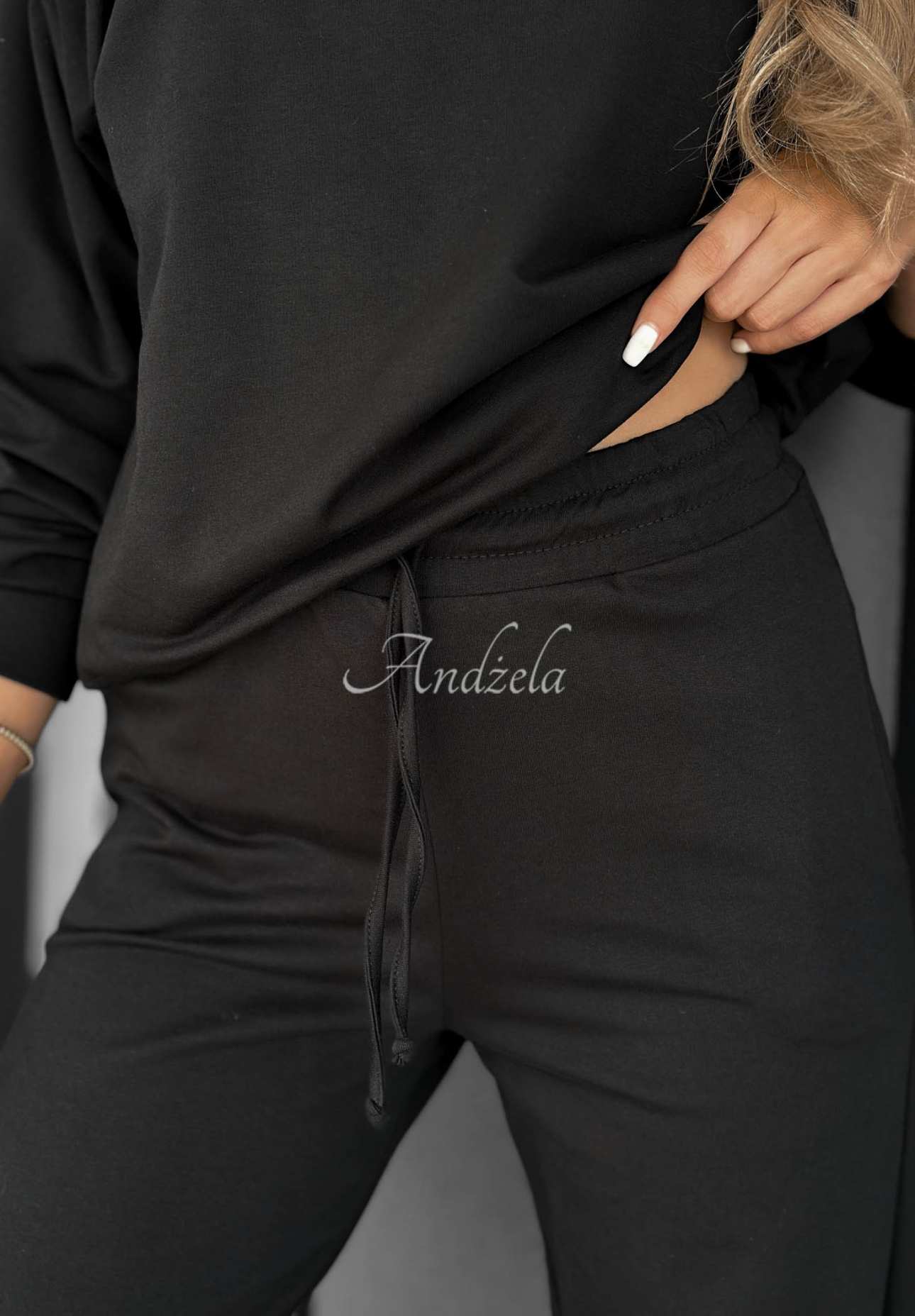 Never Late Black Wide-Leg Cotton Sweatpants
