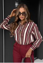 Koszula w paski Velvet Dream burgundowo-czekoladowa