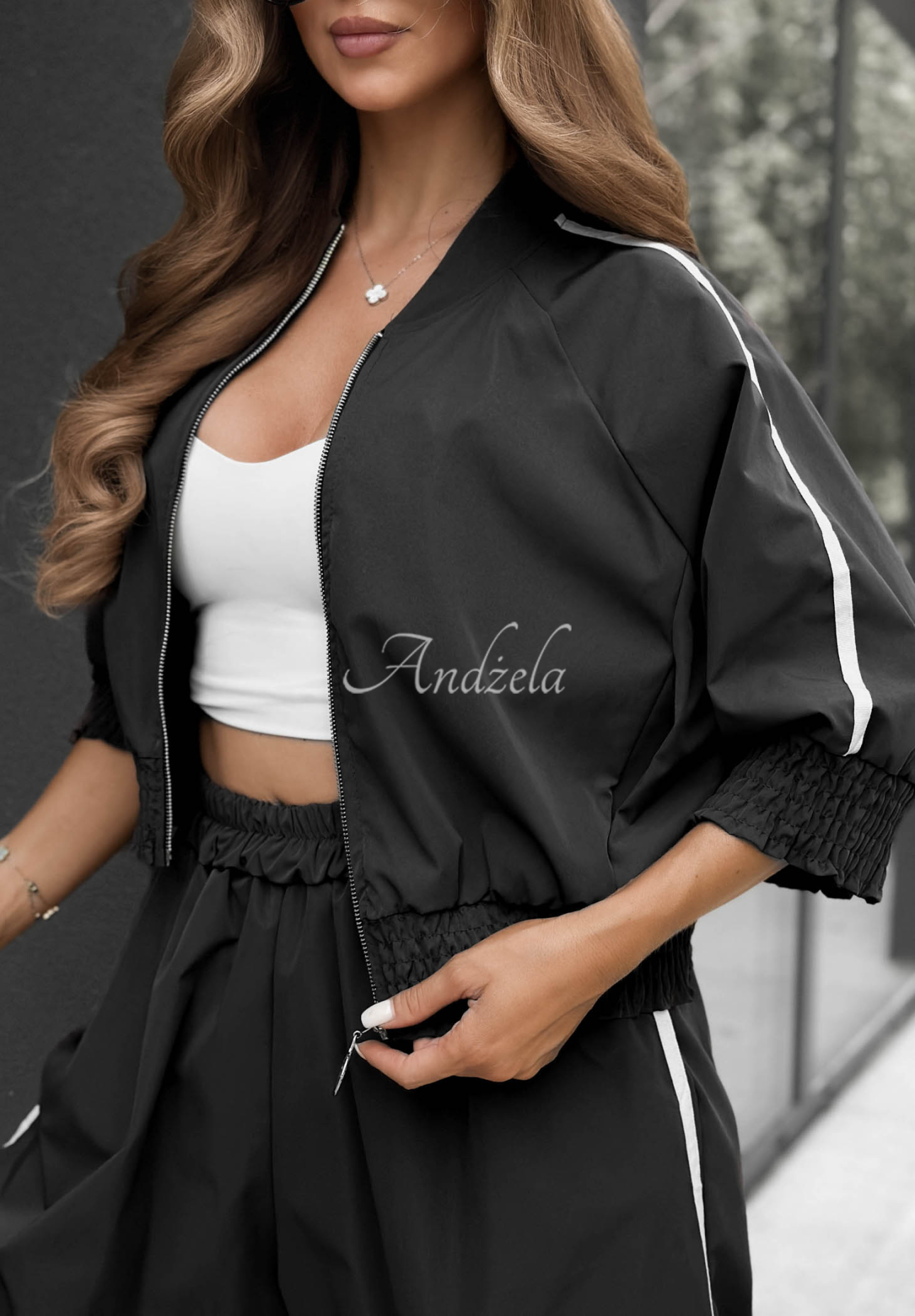 Unbelievable Black Cotton Jacket and Pants Set with Stripes