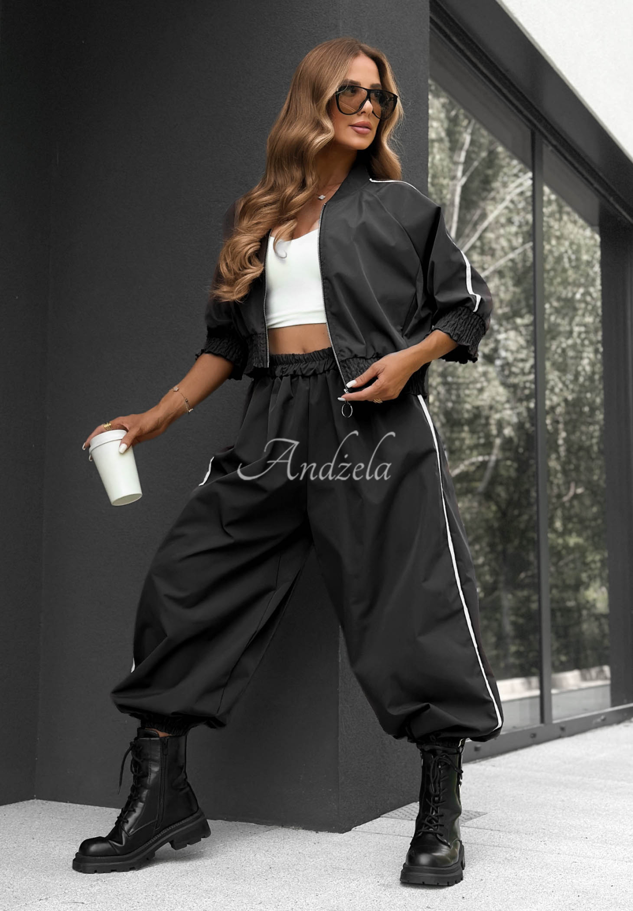 Unbelievable Black Cotton Jacket and Pants Set with Stripes