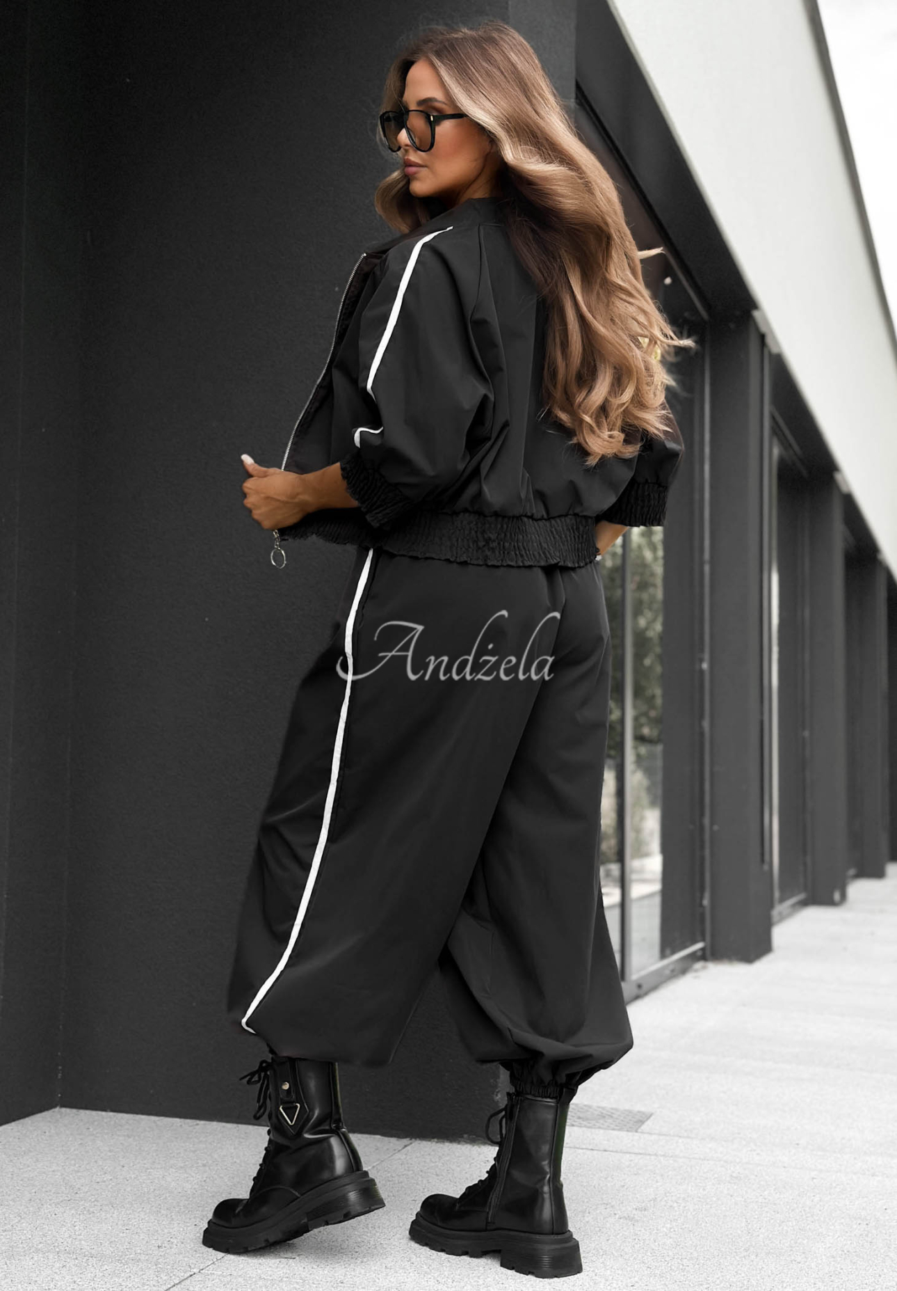 Unbelievable Black Cotton Jacket and Pants Set with Stripes