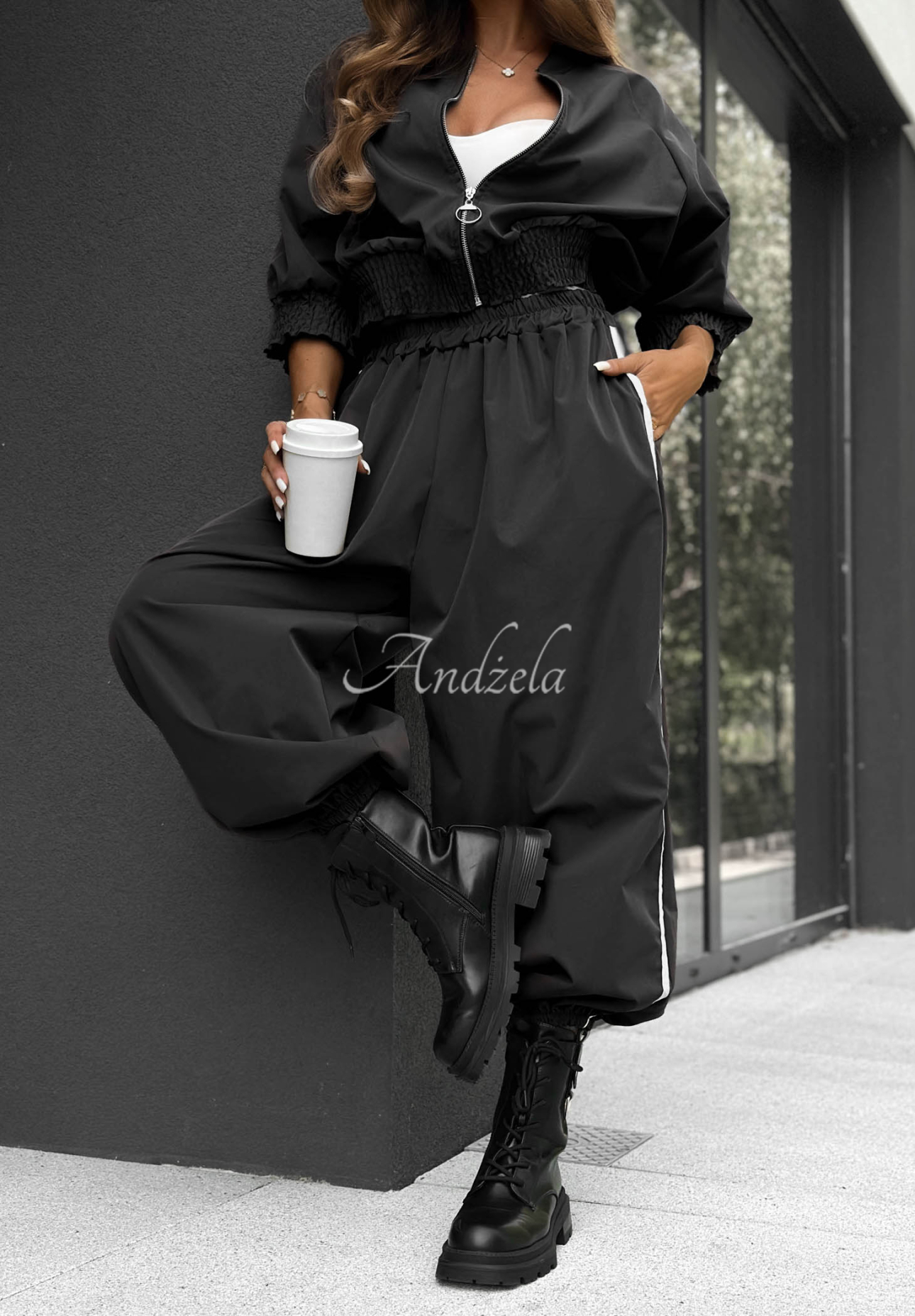 Unbelievable Black Cotton Jacket and Pants Set with Stripes