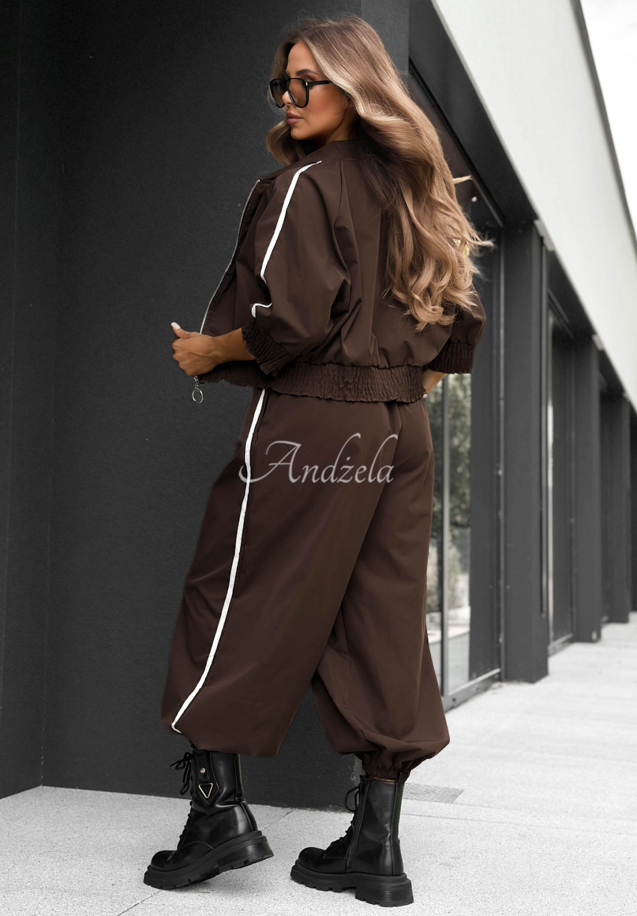 Unbelievable Chocolate Cotton Jacket and Pants Set with Stripes
