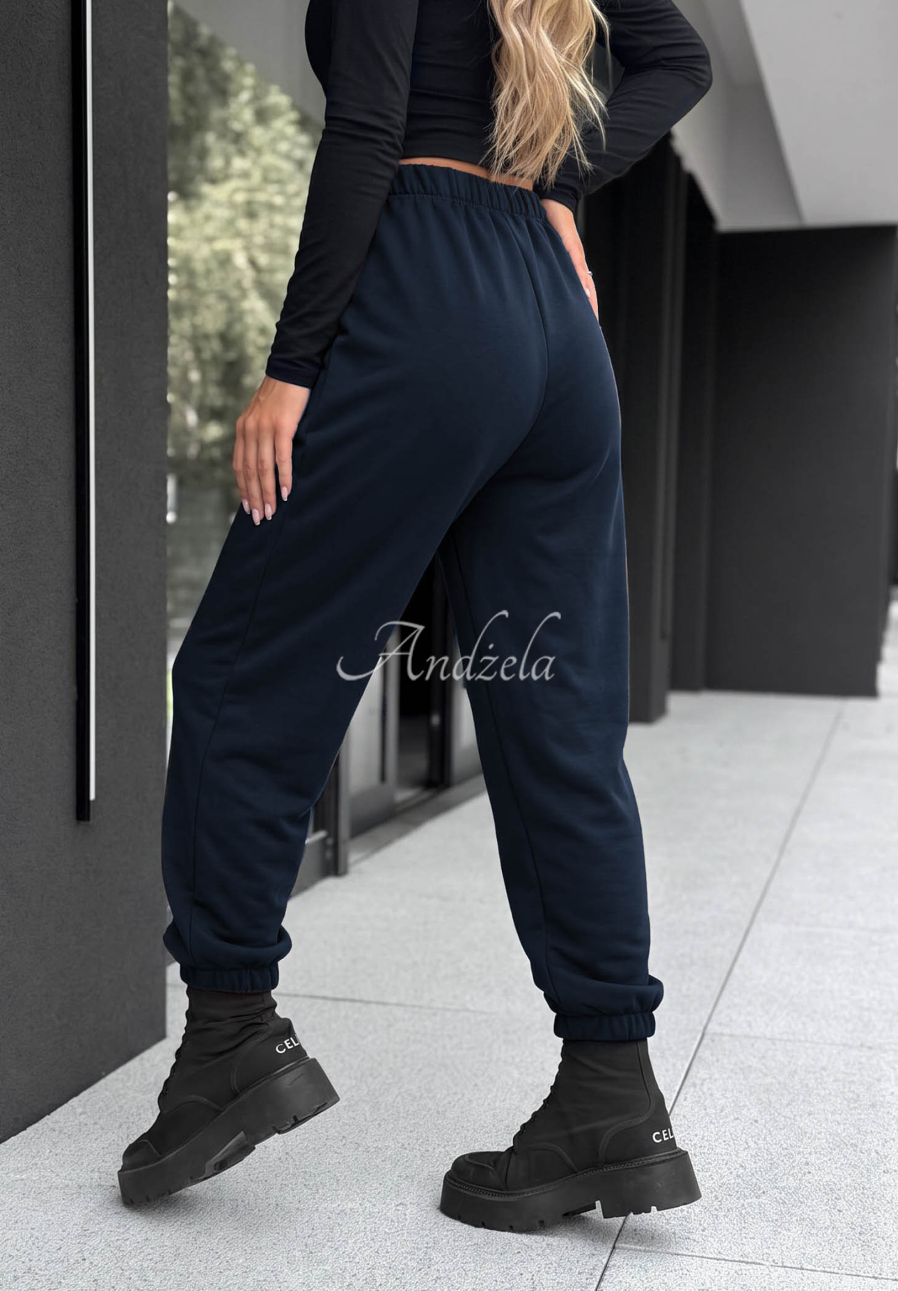 What You Wanted Navy Blue Viscose Trousers with Cuffs