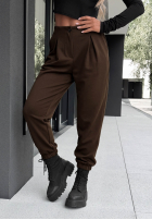 Wiskozowe spodnie masełko ze ściągaczami What You Wanted czekoladowe
