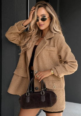 Hidden Story Camel-Colored Shearling Coat