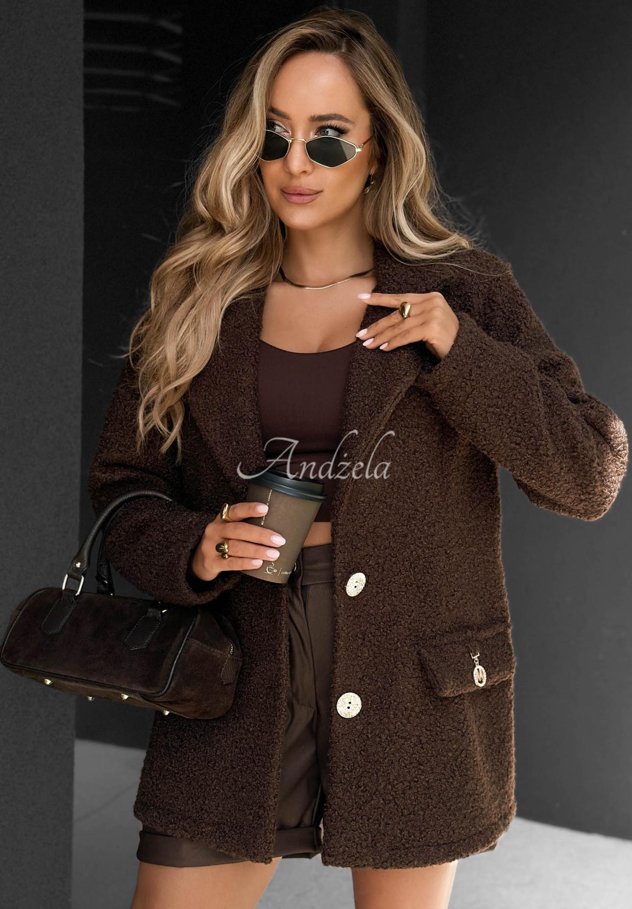 Hidden Story Chocolate-Brown Shearling Coat