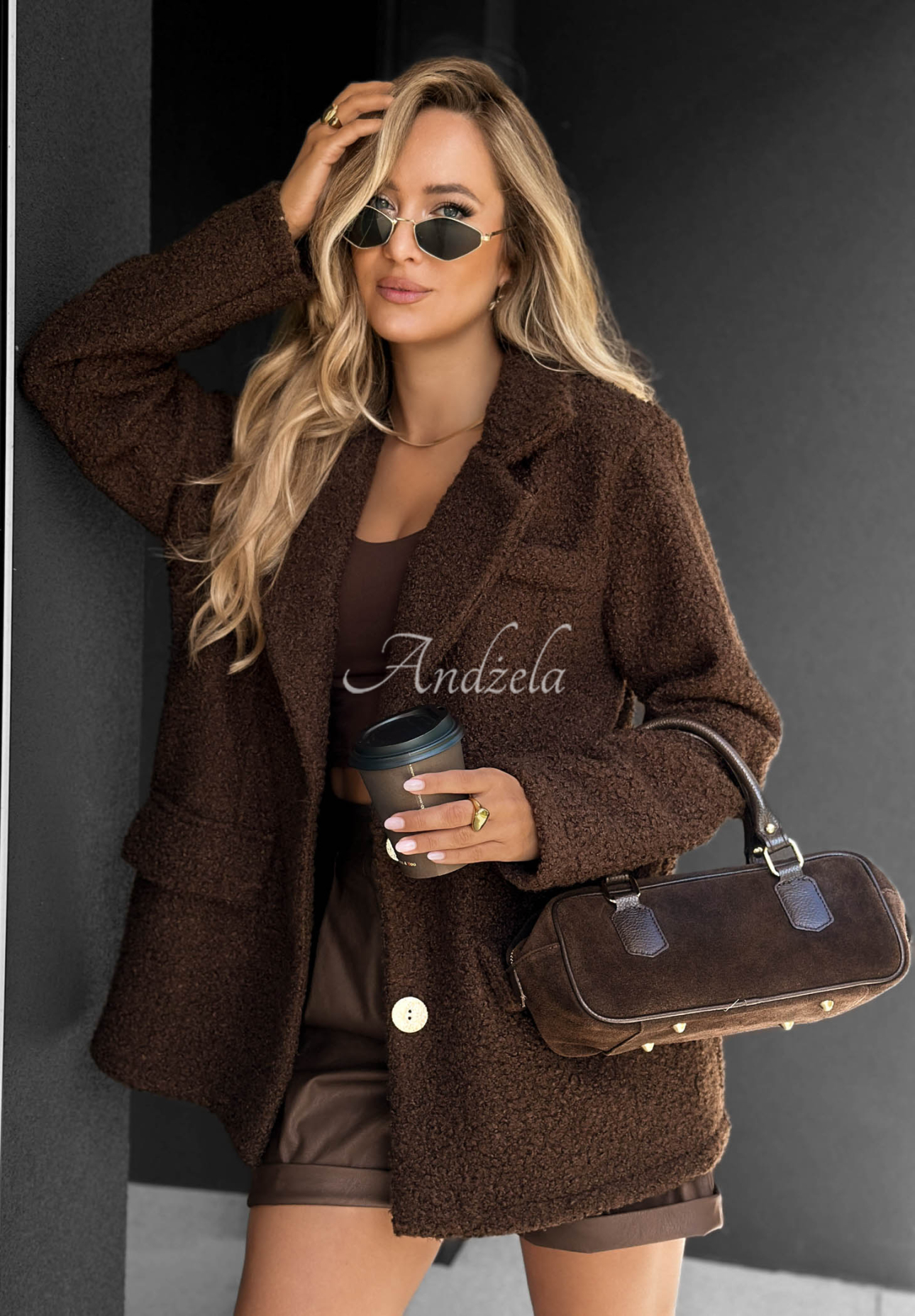 Hidden Story Chocolate-Brown Shearling Coat