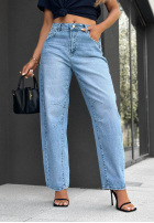 Spodnie jeansowe baggy z paskiem Keep Going niebieskie
