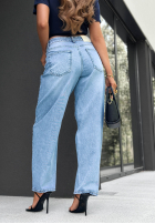Spodnie jeansowe baggy z paskiem Keep Going niebieskie