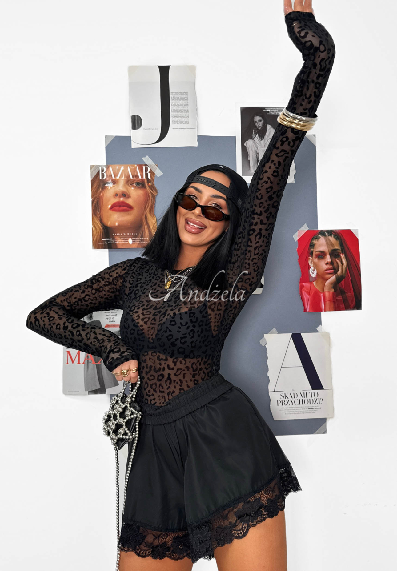 La Milla Wild Couture Black Leopard-Print Mesh Bodysuit