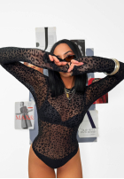 Siateczkowe body w panterkę La Milla Wild Couture czarne