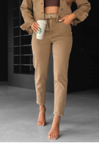 Spodnie jeansowe mom fit All We Need camelowe