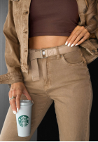 Spodnie jeansowe mom fit All We Need camelowe