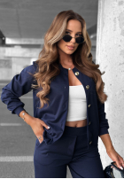 Komplet dresowy bluza z guzikami i spodnie Comfort Story granatowy