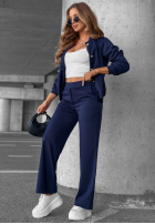 Komplet dresowy bluza z guzikami i spodnie Comfort Story granatowy