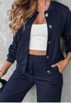 Komplet dresowy bluza z guzikami i spodnie Comfort Story granatowy