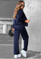 Komplet dresowy bluza z guzikami i spodnie Comfort Story granatowy