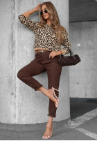 Krótki sweter w panterkę Wild Grace camelowy