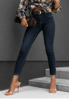 Spodnie jeansowe skinny z paskiem Feel Better granatowe